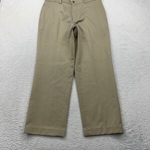 Brooks Brothers 346 Mens Advantage Chino Clark Khaki Tan Pants 34x30 Flat Front